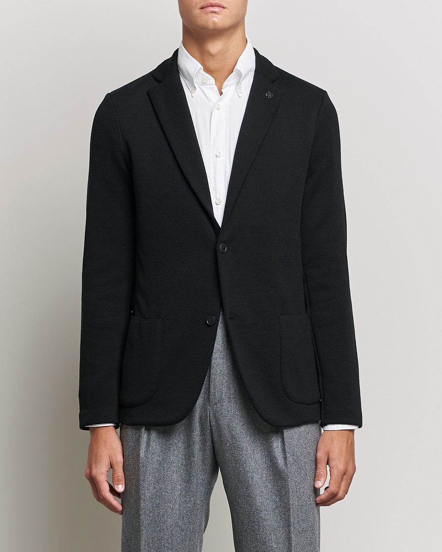 Men | Blazers | Gran Sasso | Travel Wool Knitted Jacket Black