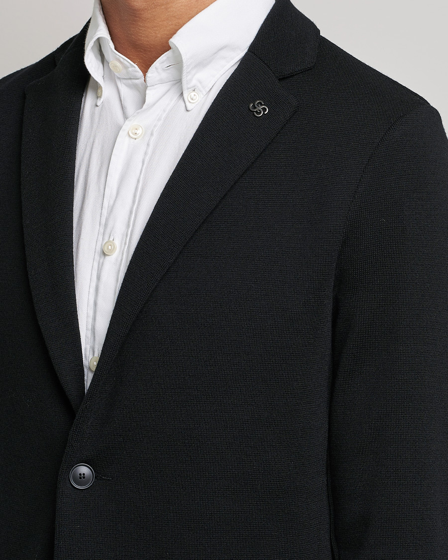 Men | Blazers | Gran Sasso | Travel Wool Knitted Jacket Black