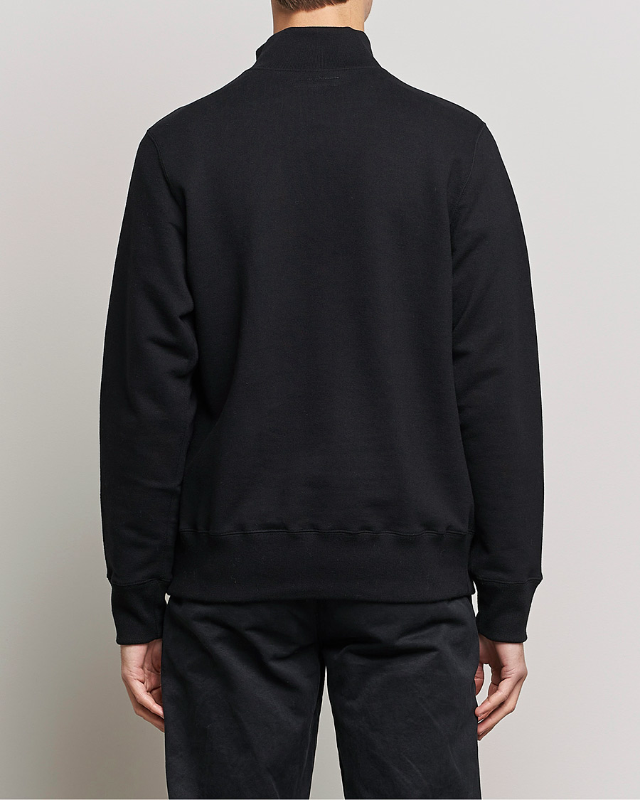 Men | Sweaters & Knitwear | Merz b. Schwanen | Organic Cotton Half Zip Sweat Black