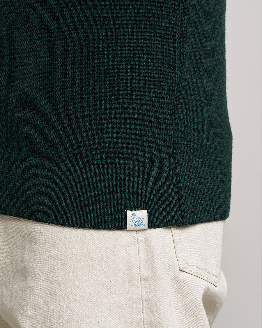Men | Sweaters & Knitwear | Merz b. Schwanen | Merino Wool Half Zip Forest