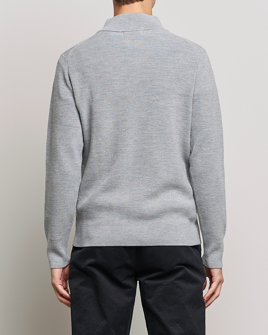 Men | Sweaters & Knitwear | Merz b. Schwanen | Merino Wool Half Zip Grey Mel
