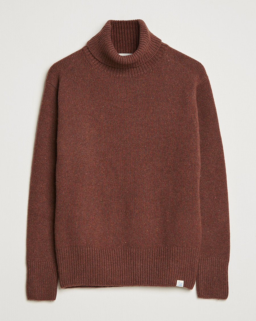 Men | Sweaters & Knitwear | Merz b. Schwanen | Cashmere/Merino Rollneck Chestnut