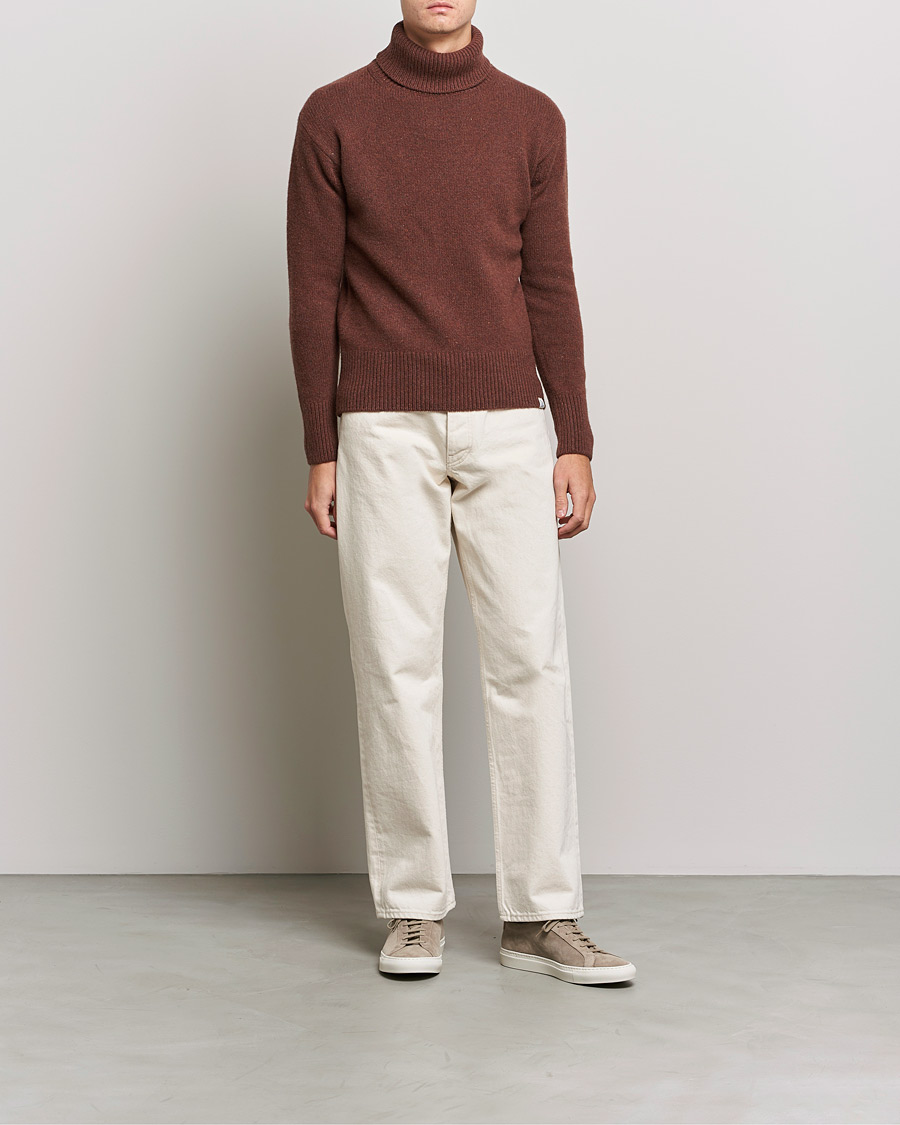 Men | Sweaters & Knitwear | Merz b. Schwanen | Cashmere/Merino Rollneck Chestnut