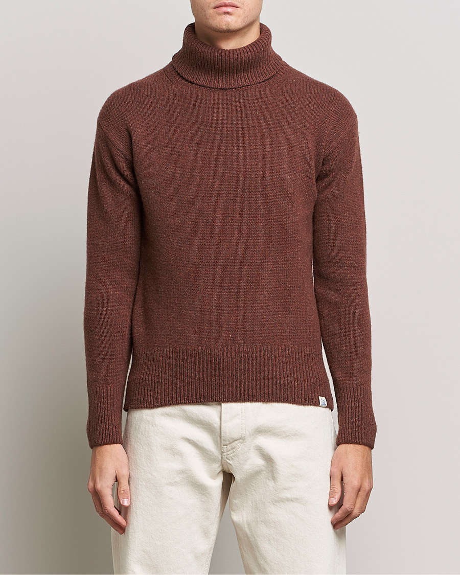 Men | Sweaters & Knitwear | Merz b. Schwanen | Cashmere/Merino Rollneck Chestnut