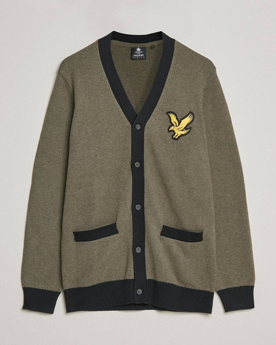 Men | Sweaters & Knitwear | Lyle & Scott | Block Marl Cardigan Olive Marl