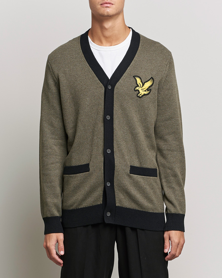 Men | Sweaters & Knitwear | Lyle & Scott | Block Marl Cardigan Olive Marl