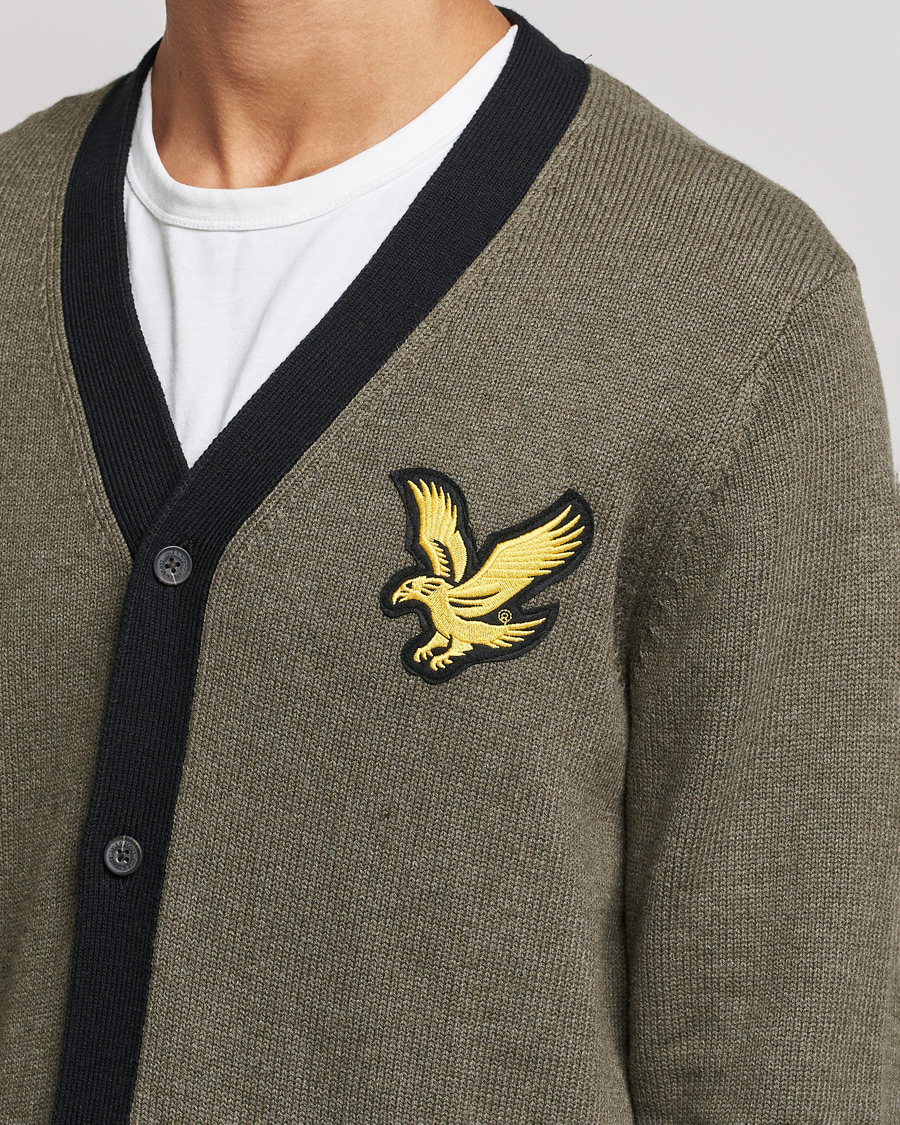 Men | Sweaters & Knitwear | Lyle & Scott | Block Marl Cardigan Olive Marl