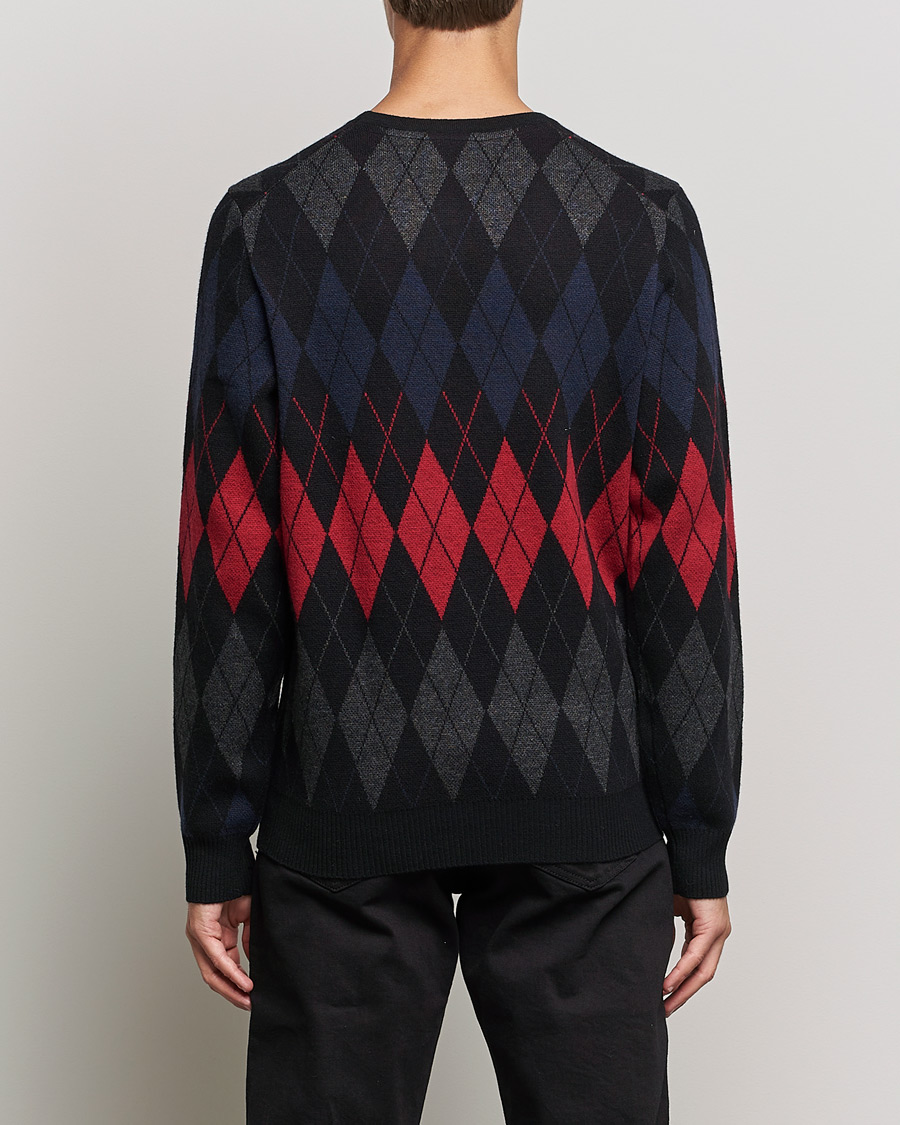 Men | Sweaters & Knitwear | Lyle & Scott | British Argyle Crew Neck Black