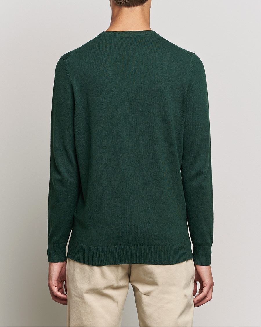 Men | Sweaters & Knitwear | Lyle & Scott | Crew Neck Cotton/Merino Jumper Dark Green