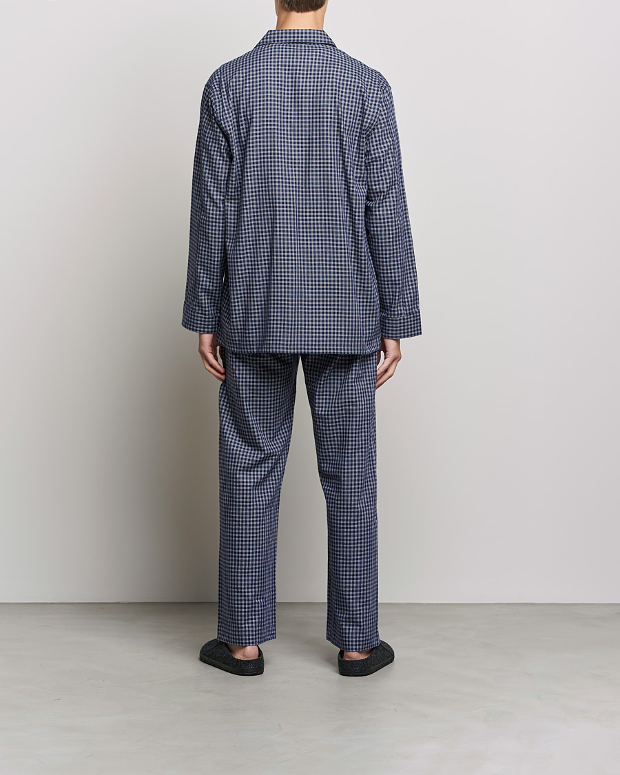 Men |  | Derek Rose | Checked Cotton Pyjama Set Navy
