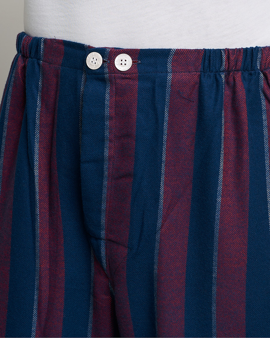 Men | Pyjamas & Robes | Derek Rose | Brushed Cotton Flanell Striped Pyjama Set Navy