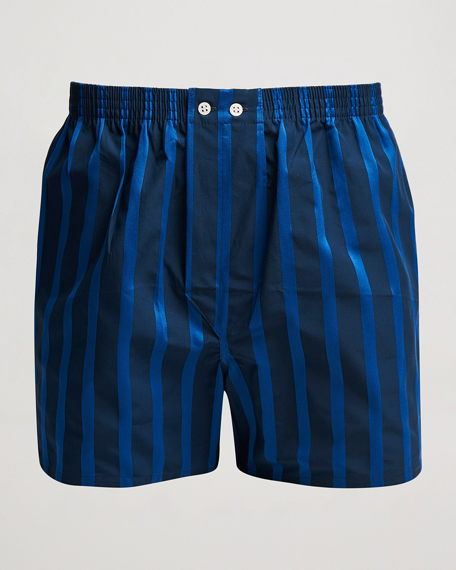 Men | Underwear & Socks | Derek Rose | Classic Fit Striped Boxer Shorts Navy