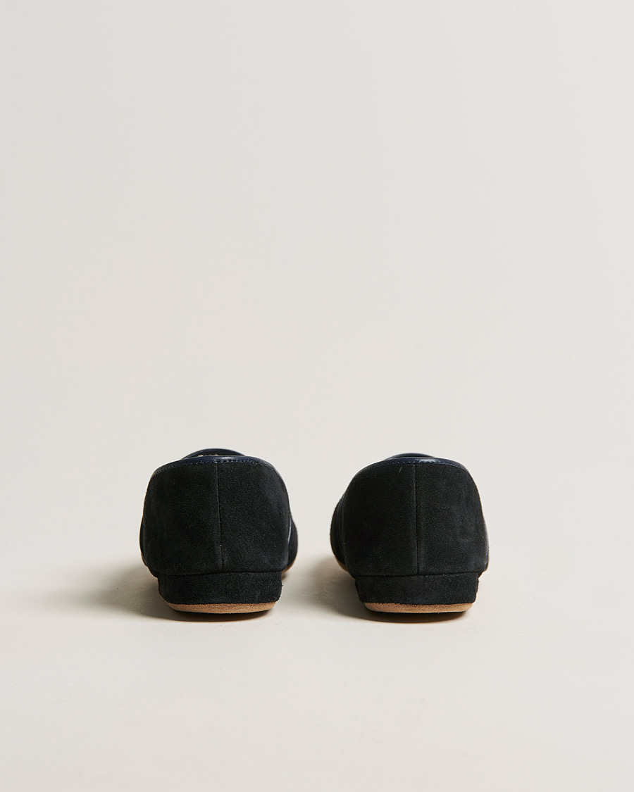 Men | Derek Rose Crawford Sheepskin Suede Slippers Navy | Derek Rose | Crawford Sheepskin Suede Slippers Navy