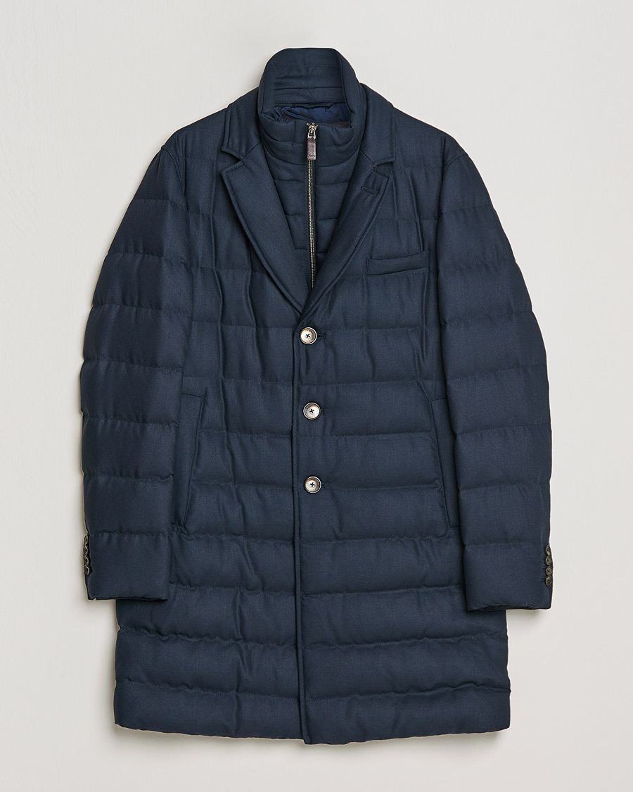 Men | Coats & Jackets | Herno | Flannel Down Coat Navy