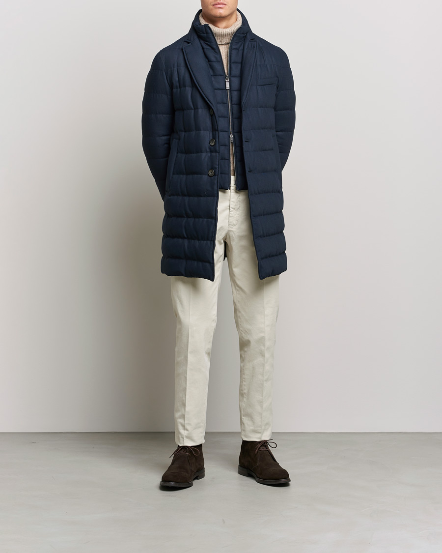 Men | Coats & Jackets | Herno | Flannel Down Coat Navy