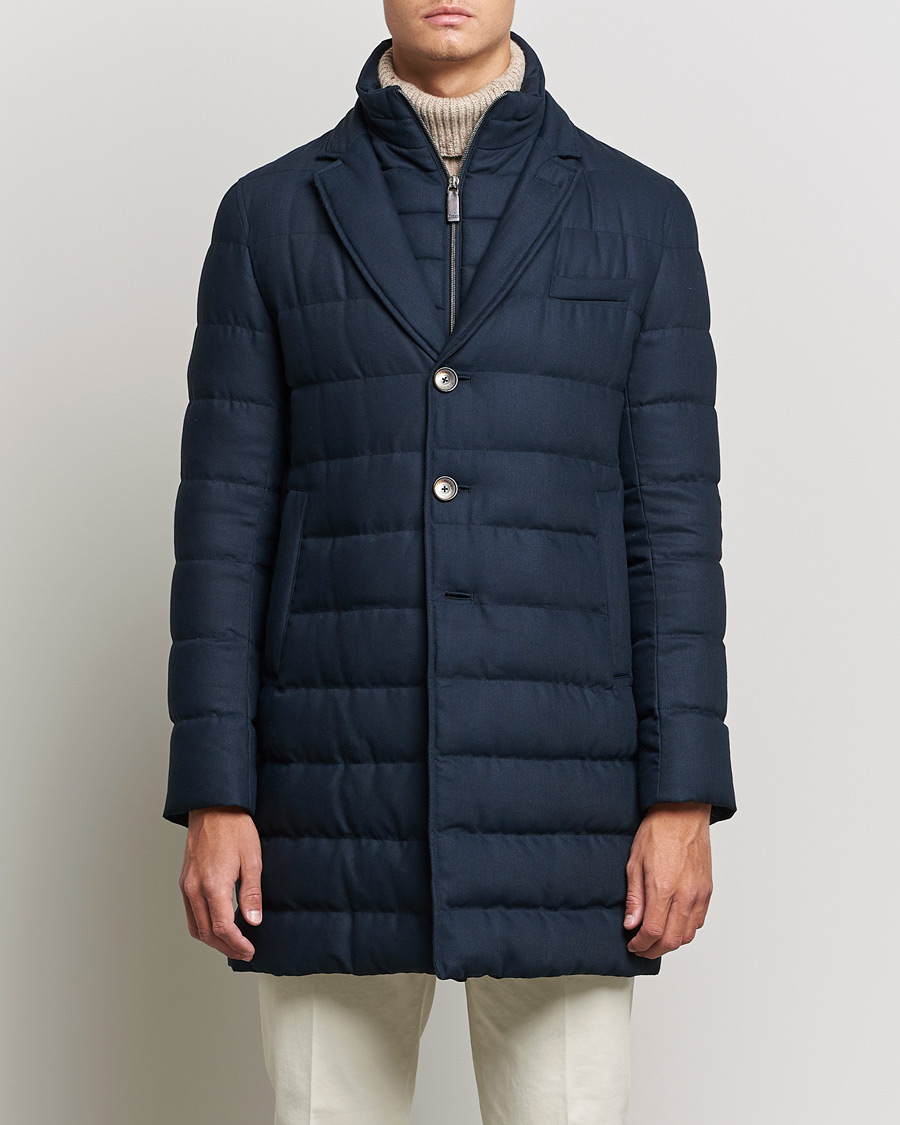 Men | Coats & Jackets | Herno | Flannel Down Coat Navy