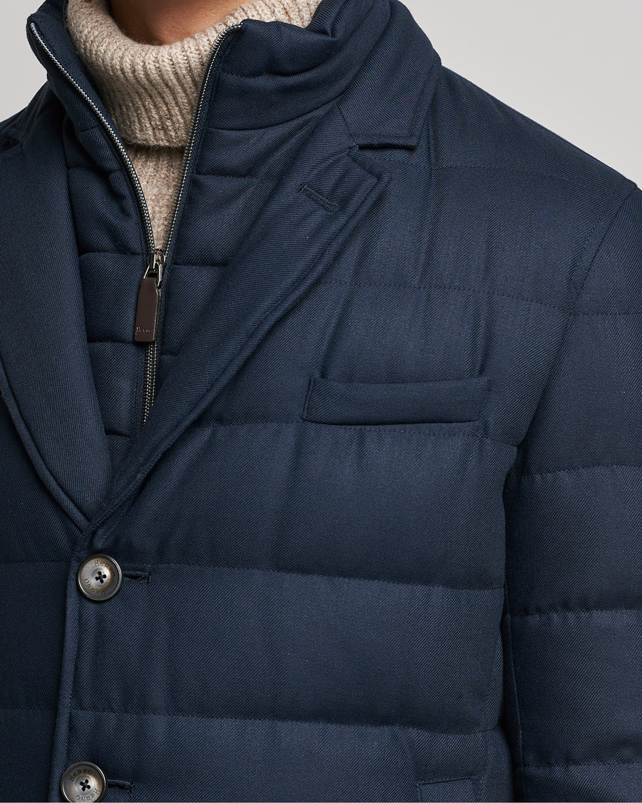 Men | Coats & Jackets | Herno | Flannel Down Coat Navy