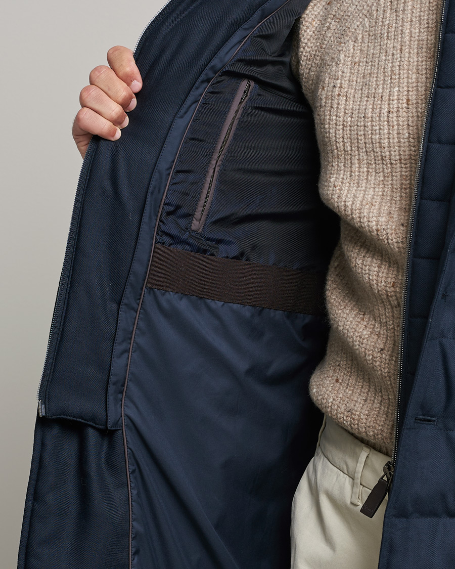 Men | Coats & Jackets | Herno | Flannel Down Coat Navy