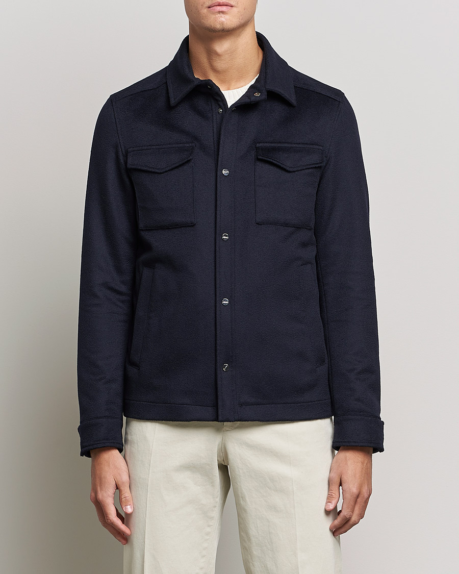 Men | Shirt Jackets | Herno | Cashmere Overshirt Navy