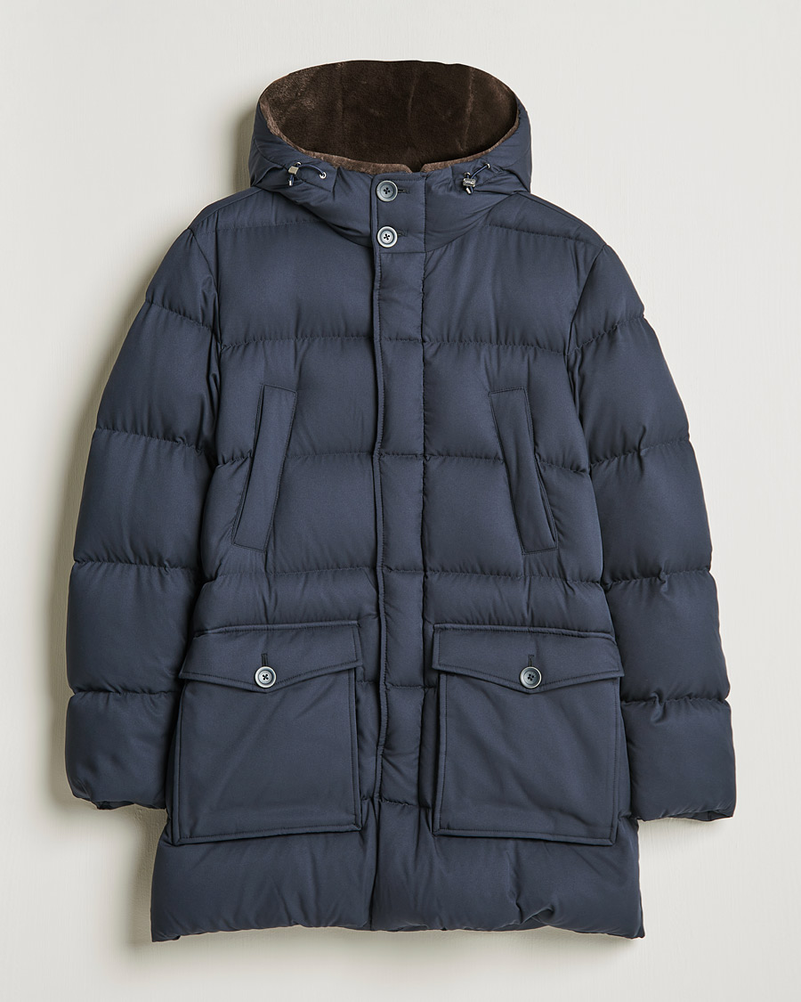 Men | Coats & Jackets | Herno | Faux Fur Down Parka Navy
