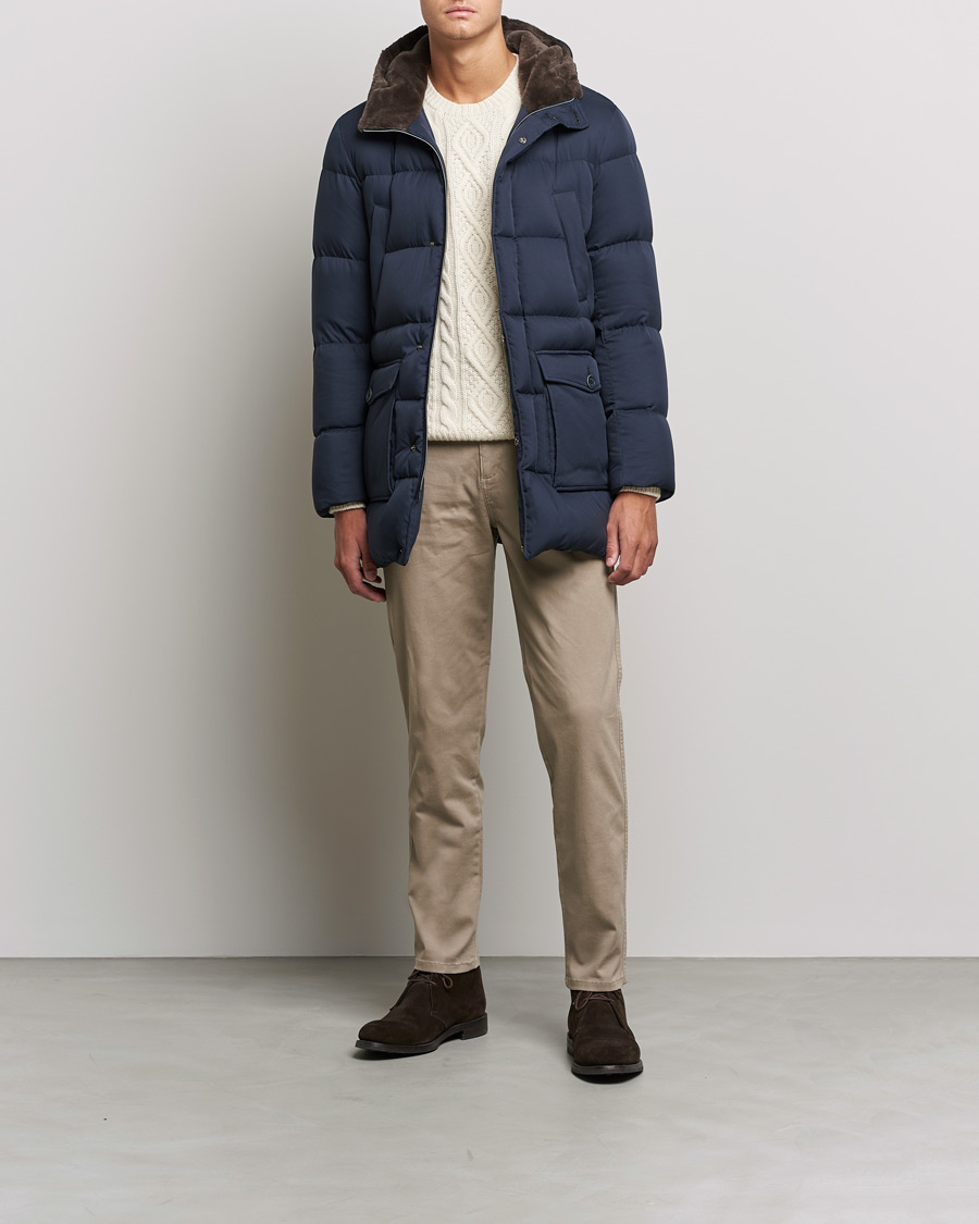 Men | Coats & Jackets | Herno | Faux Fur Down Parka Navy