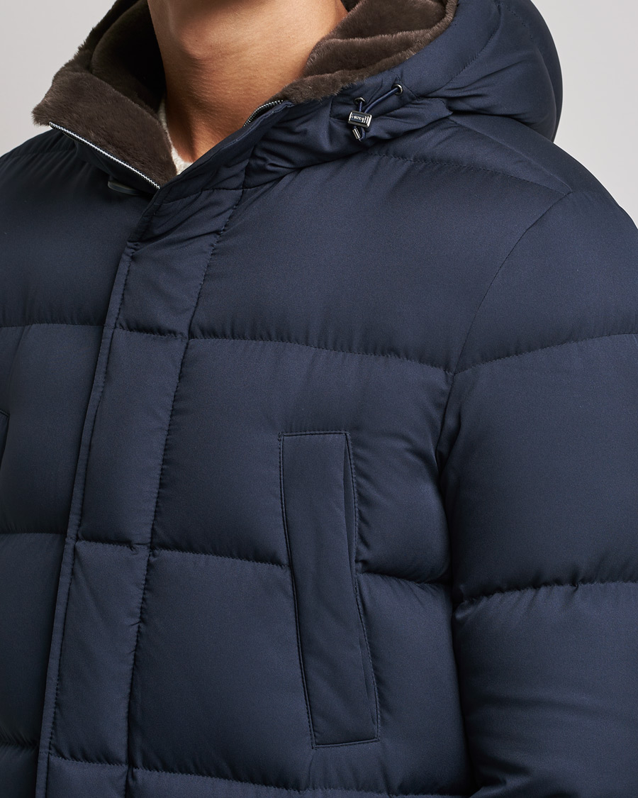 Men | Coats & Jackets | Herno | Faux Fur Down Parka Navy