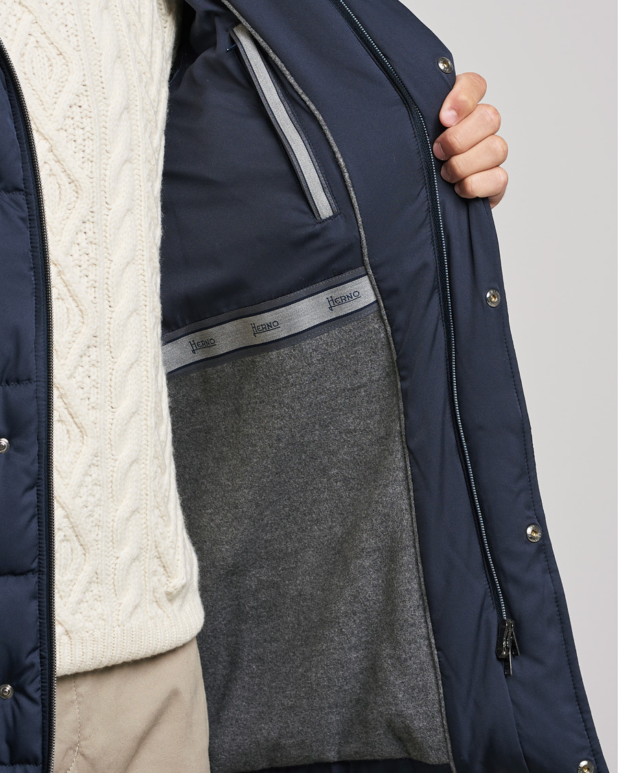 Men | Coats & Jackets | Herno | Faux Fur Down Parka Navy