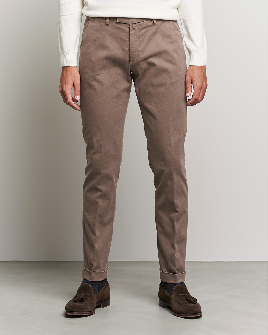 Men | Trousers | Briglia 1949 | Slim Fit Cotton Stretch Chino Taupe