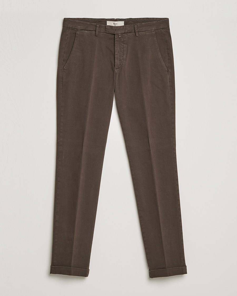 Men | Trousers | Briglia 1949 | Slim Fit Cotton Stretch Chino Coffe Brown