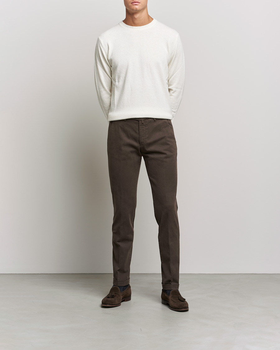Men | Trousers | Briglia 1949 | Slim Fit Cotton Stretch Chino Coffe Brown