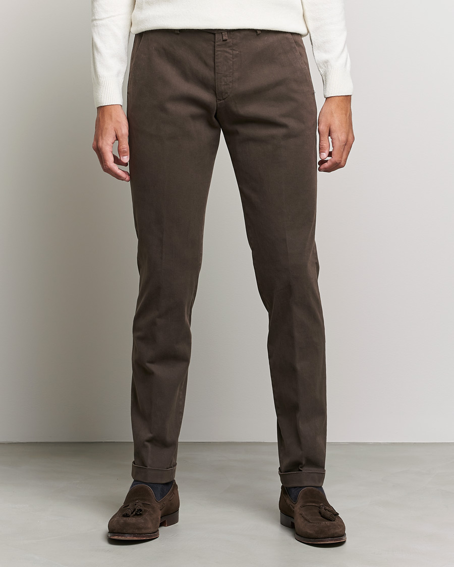 Men | Trousers | Briglia 1949 | Slim Fit Cotton Stretch Chino Coffe Brown