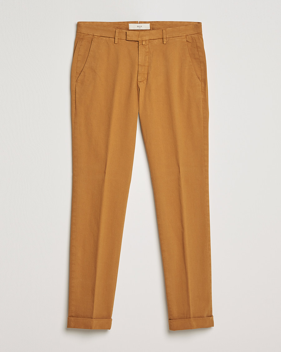 Men | Trousers | Briglia 1949 | Slim Fit Cotton Stretch Chino Golden Brown