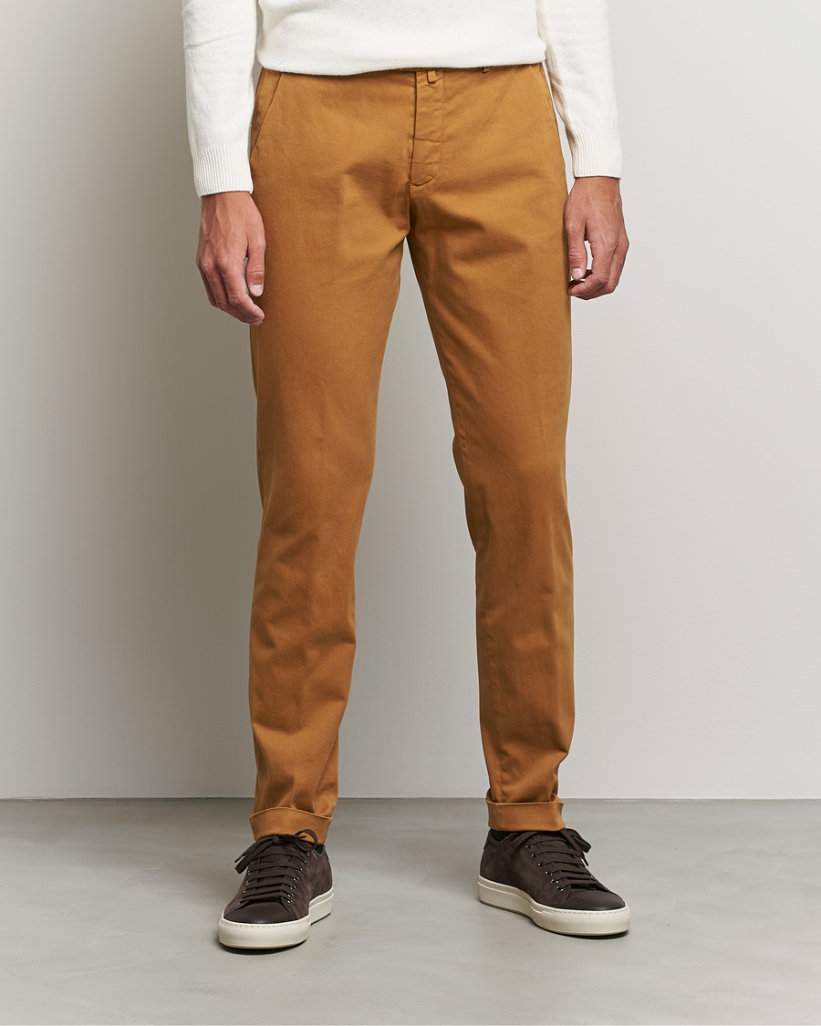 Men | Trousers | Briglia 1949 | Slim Fit Cotton Stretch Chino Golden Brown