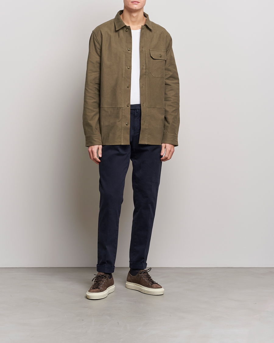 Men | Trousers | Briglia 1949 | Easy Fit Pleated Cotton Stretch Chino Navy