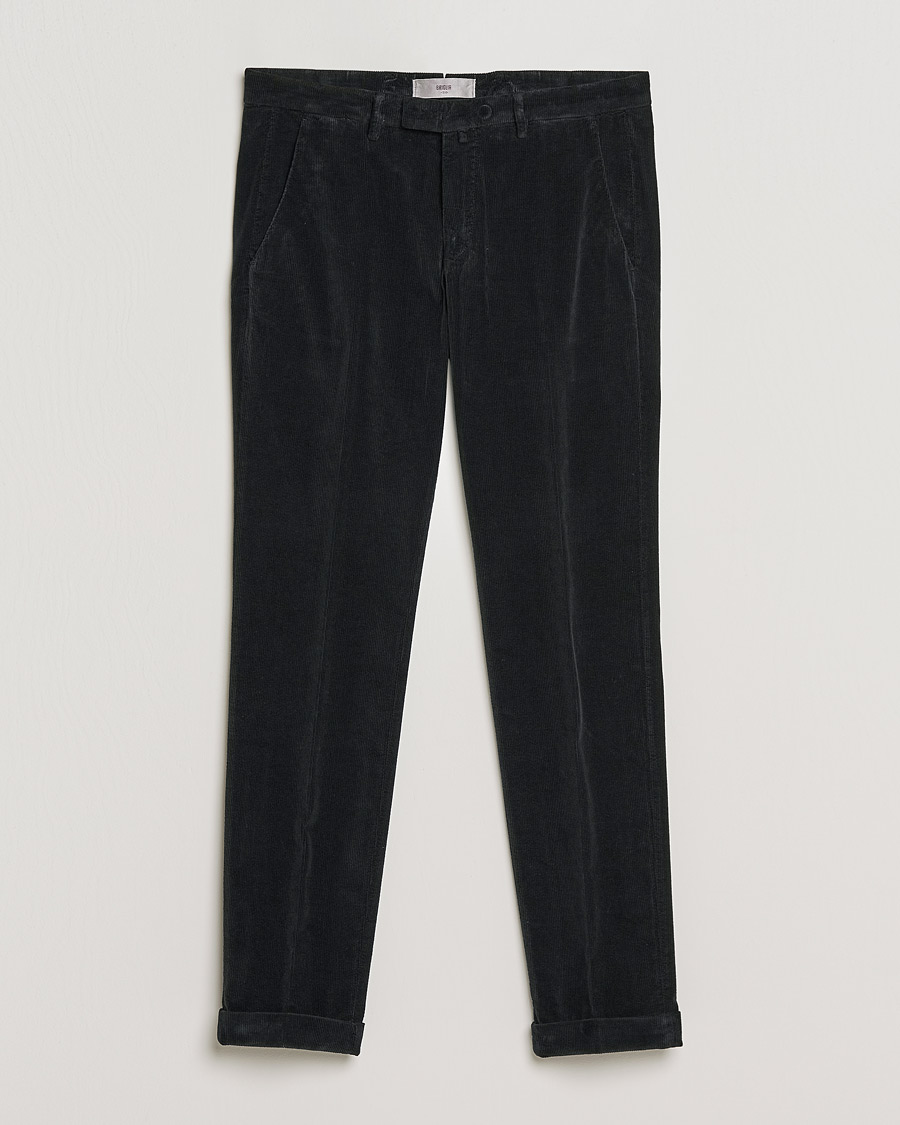 Men | Chinos | Briglia 1949 | Slim Fit Corduroy Trousers Black