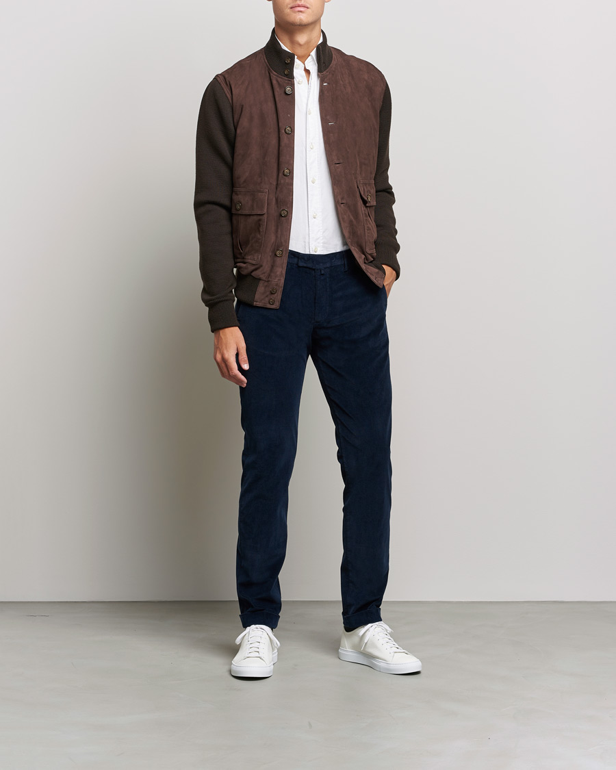 Men | Trousers | Briglia 1949 | Slim Fit Corduroy Trousers Navy