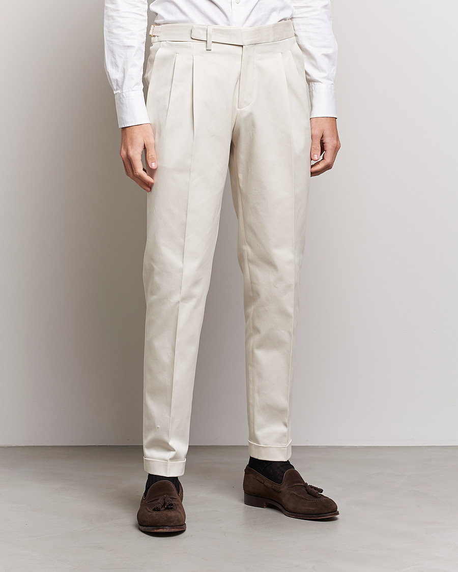 Men | Trousers | Briglia 1949 | Easy Fit Cotton Twill Chino Cream White