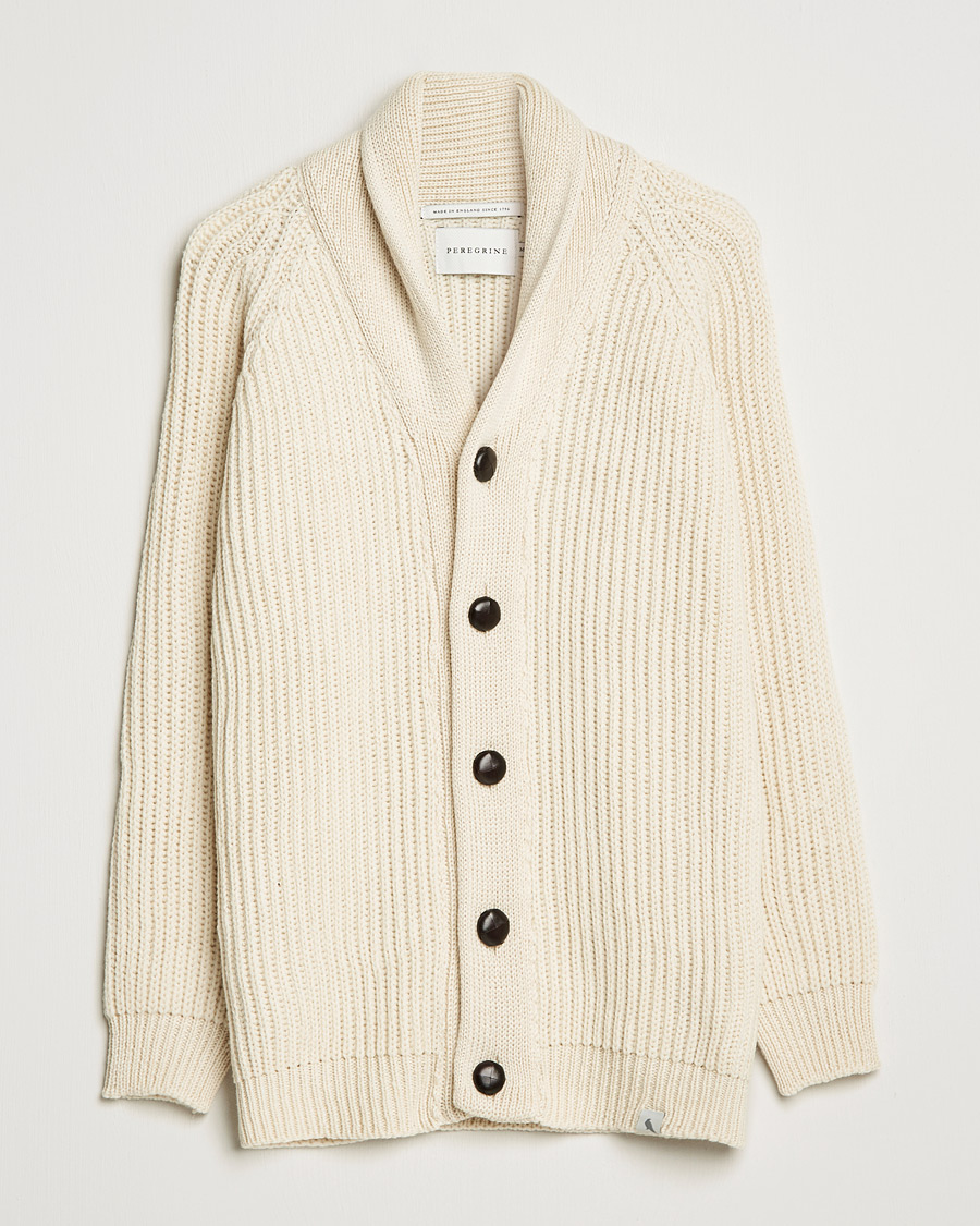 Men | Sweaters & Knitwear | Peregrine | Wilkinson Ribbed Wool Cardigan Cream