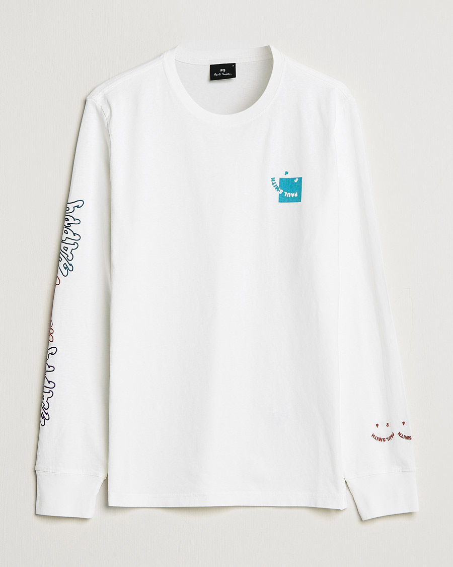 Men | T-Shirts | PS Paul Smith | Happy Face Long Sleeve T-Shirt White