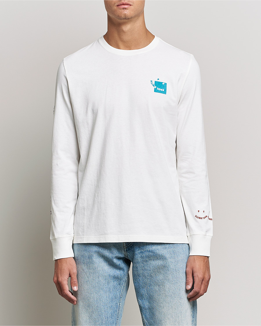 Men | T-Shirts | PS Paul Smith | Happy Face Long Sleeve T-Shirt White