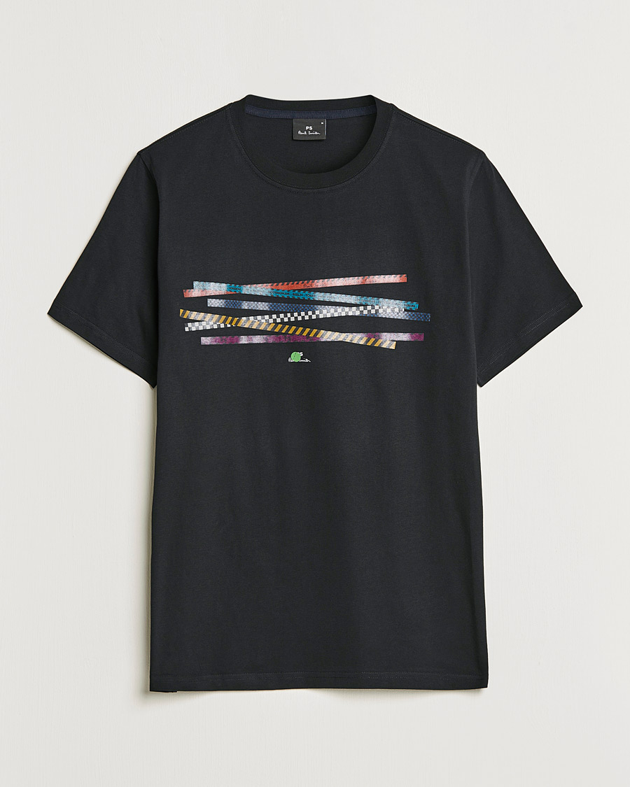 Men | T-Shirts | PS Paul Smith | Tapes Cotton T-Shirt Black