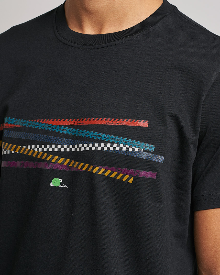 Men | T-Shirts | PS Paul Smith | Tapes Cotton T-Shirt Black