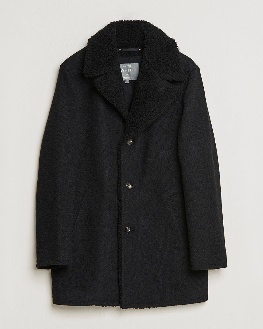 Men | Coats & Jackets | Private White V.C. | The Shearling Car Coat Navy