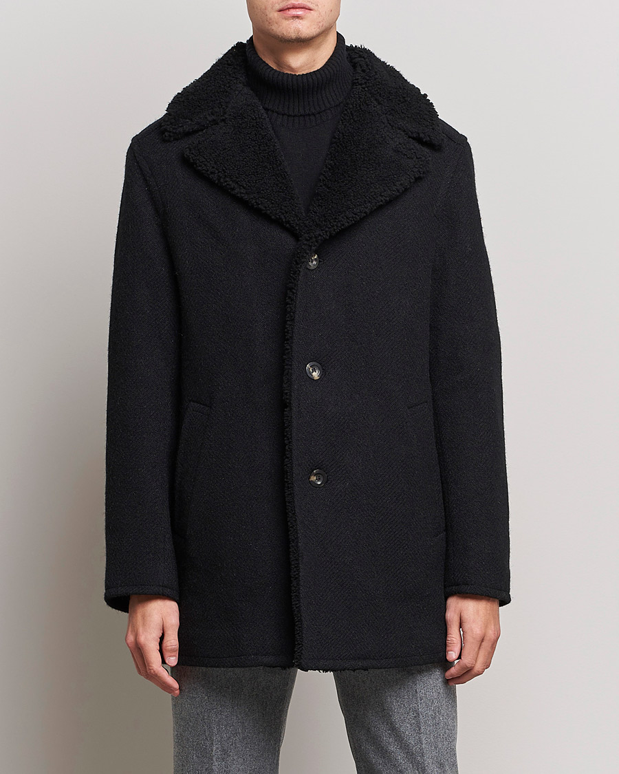 Men | Coats & Jackets | Private White V.C. | The Shearling Car Coat Navy