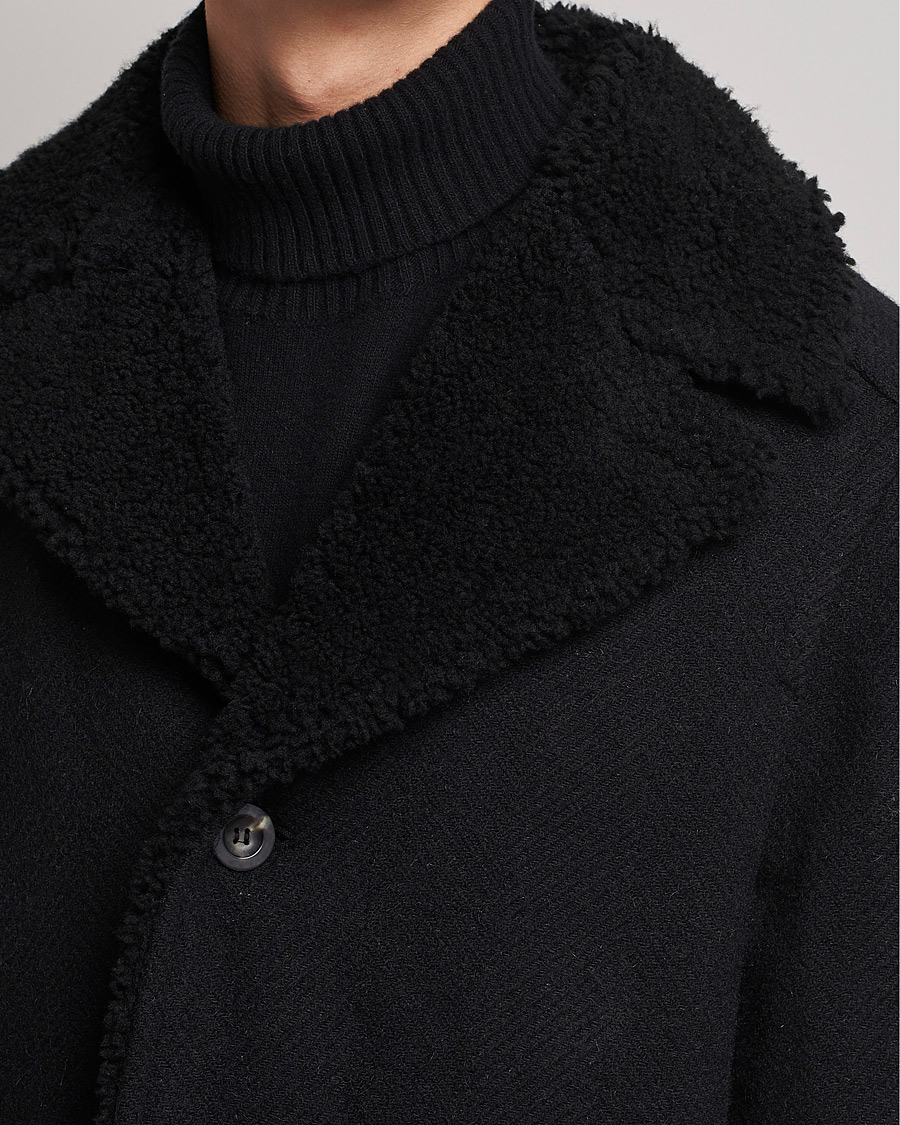 Men | Coats & Jackets | Private White V.C. | The Shearling Car Coat Navy
