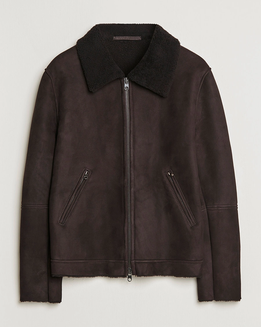 Men | Coats & Jackets | Private White V.C. | The Shearling Flight Jacket Brown