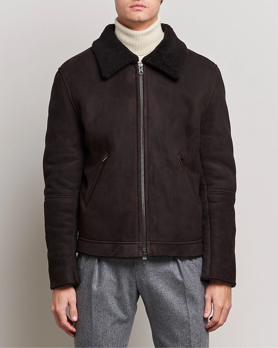 Men | Coats & Jackets | Private White V.C. | The Shearling Flight Jacket Brown