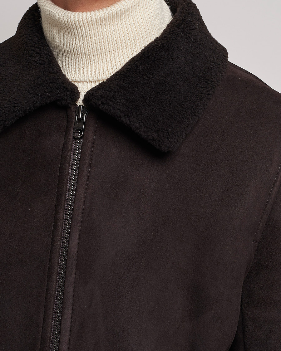 Men | Coats & Jackets | Private White V.C. | The Shearling Flight Jacket Brown