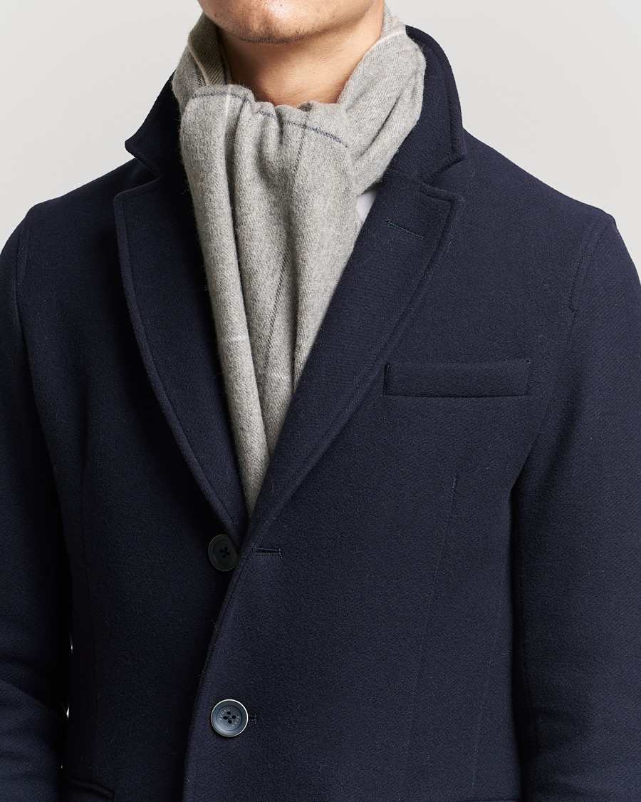 Men | Accessories | Begg & Co | Vale Lambswool/Cashmere Needle Check Scarf Stone Multi