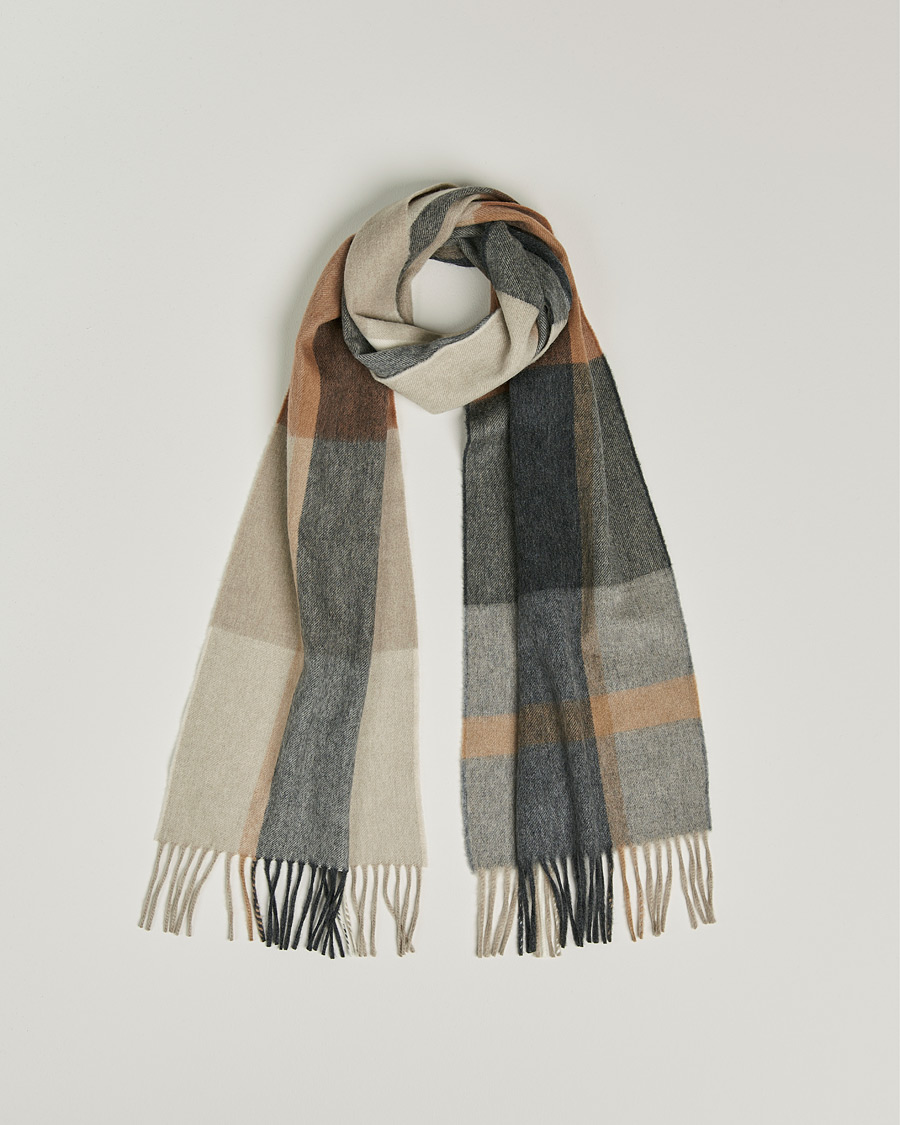 Men | Begg & Co Vale Sitwell Lambswool/Cashmere Scarf Charcoal Natural | Begg & Co | Vale Sitwell Lambswool/Cashmere Scarf Charcoal Natural